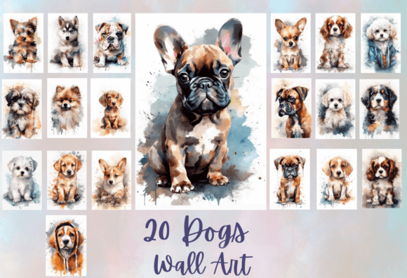 Download 20 Watercolor Dogs Wall Art Jpg - Premium Resources